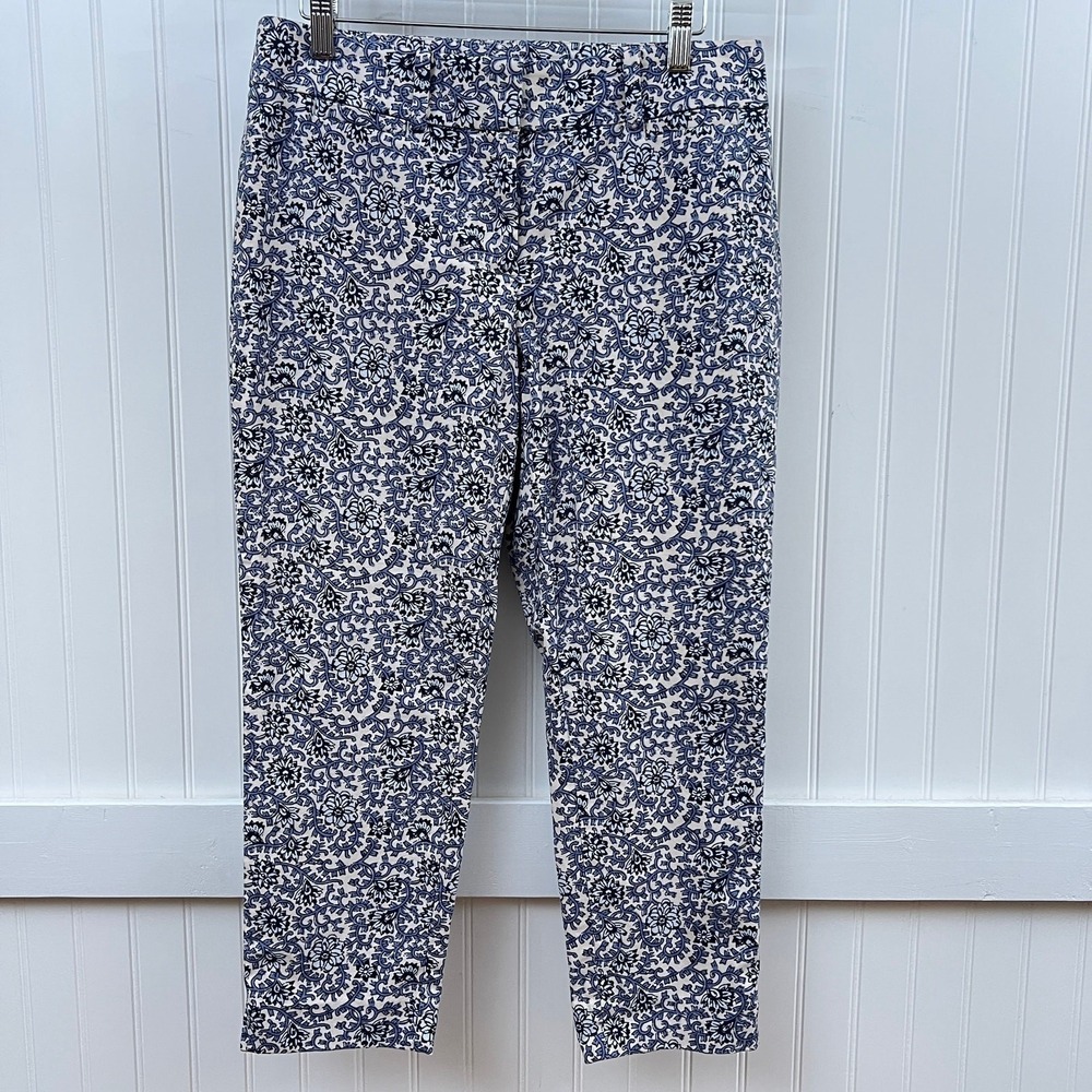 Ann Taylor LOFT Pants Coastal Resort Julie Blue Floral Ankle Riviera Women 4P